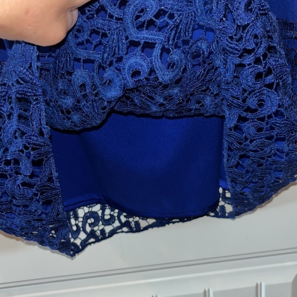 Beautiful lapis blue Tahari ASL dress lace details size 10 NWT - Picture 8 of 10